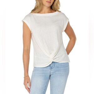 Liverpool Los Angeles knot twist front tee - white